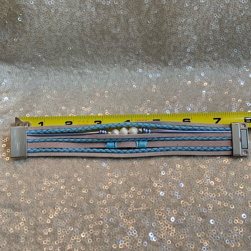 New NIB blue ivory silver beaded wrap bracelet - Picture 7 of 7